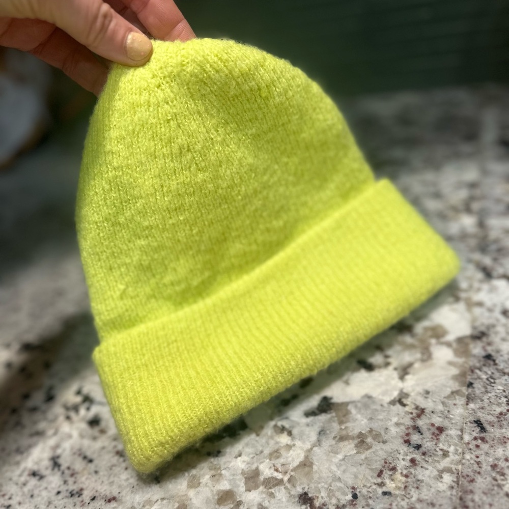 Girls neon yellow art class winter beanie OSFM